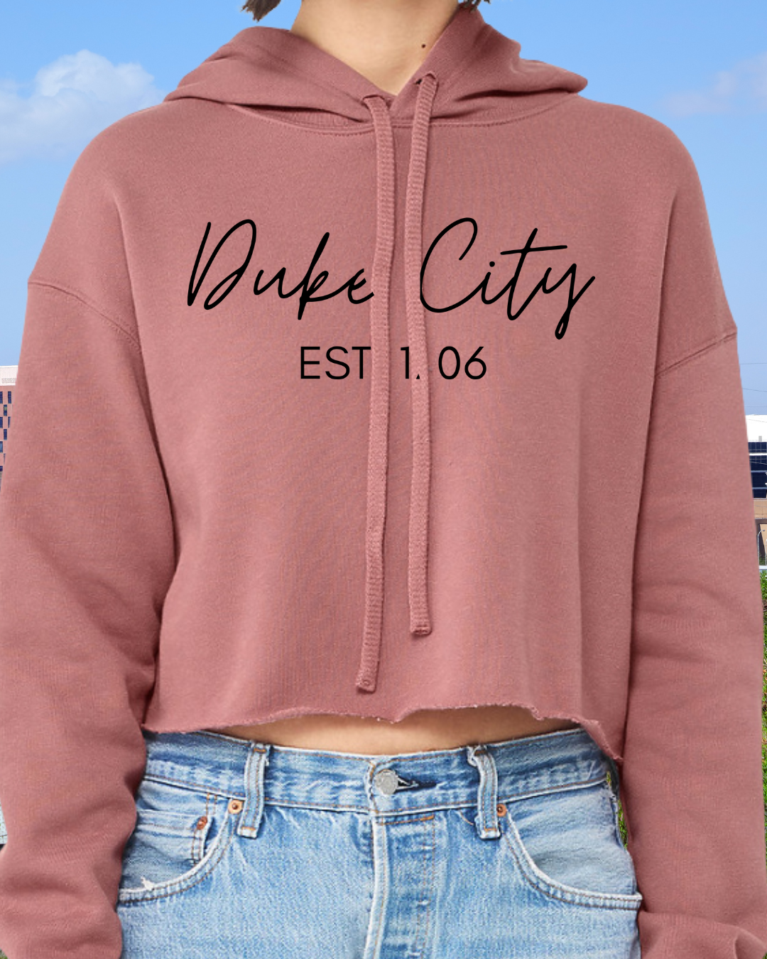 "Cursive" Fleece Cropped Hoodie