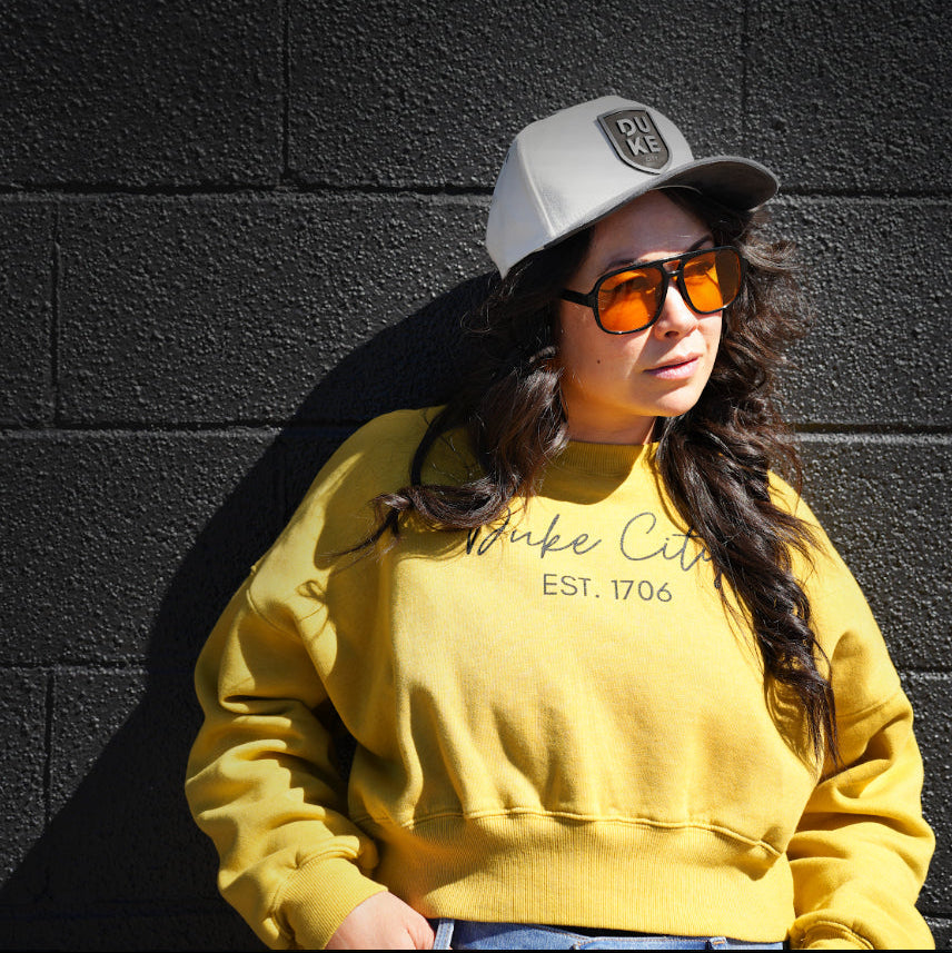 "Cursive" Cropped Fleece Crewneck