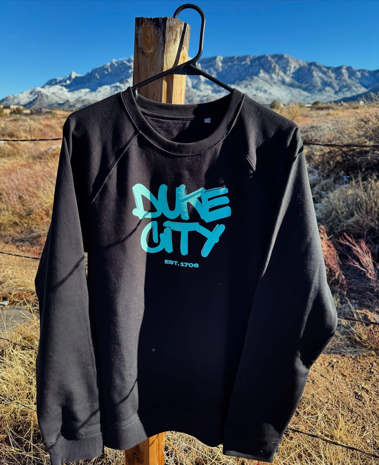 "Graffiti" Turquoise Unisex Organic Cotton Crewneck