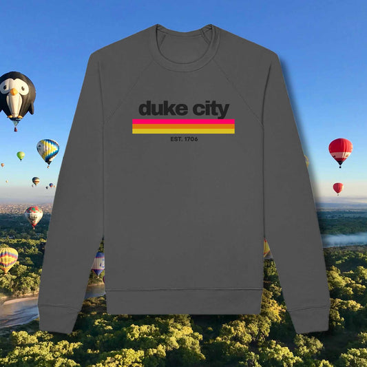 "Stripes" Black on Grey Organic Cotton Crewneck